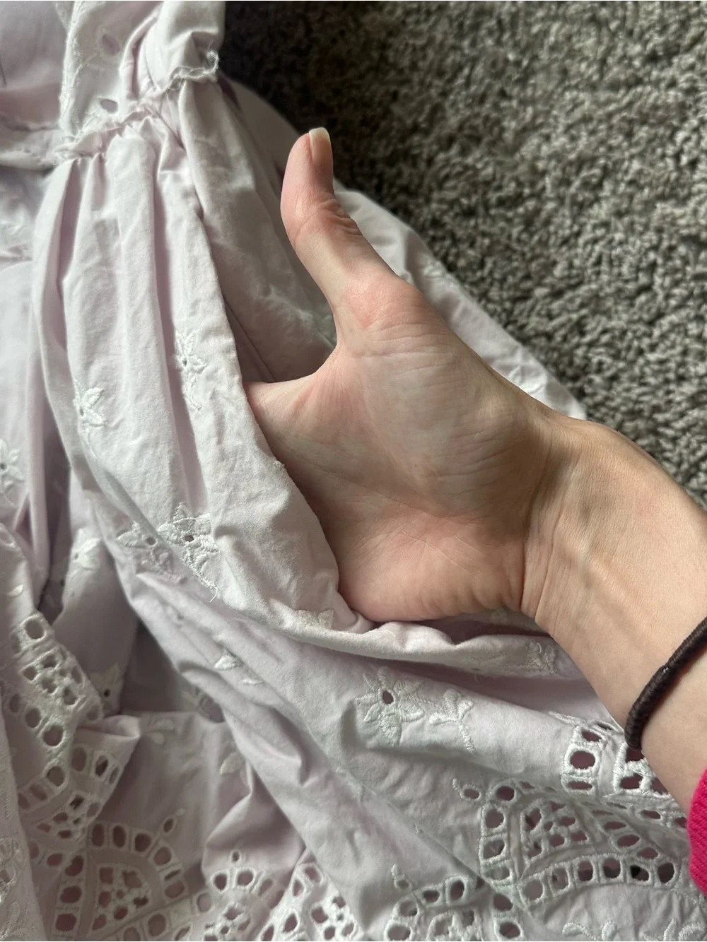 LoveShackFancy Pale Pink Eyelet Cotton Mini Dress - Picture 6 of 6